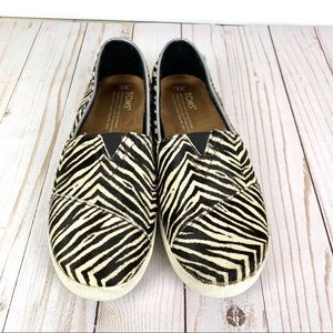TOMS Avalon Zebra Print Genuine Calf Hair Sneakers Size 6